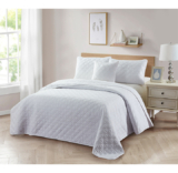 Bibb Home® 4-Piece Solid Reversible Quilt Set – King – White