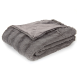 Soft Faux Fur Microplush Reversible Throw Blanket – 40 x 50 – Grey