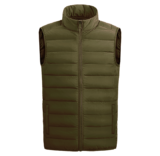 Menâ€™s Full-Zip Lightweight Puffer Vest Jacket – Khaki – Large