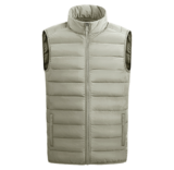 Menâ€™s Full-Zip Lightweight Puffer Vest Jacket – Sand – Large