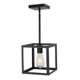 Light Cage Hanging Lighting Fixture with Adjustable Height – Black