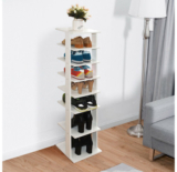 White Wooden 7-Tier Shoe Organizer Rack