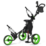 Folding 3-Wheel Golf Cart with Seat – Green