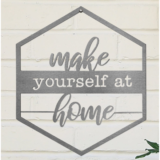 Hexagon Door Greetings Modern Rustic Word Art Sign – Make yourself at home