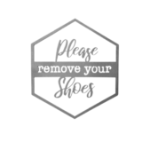 Hexagon Door Greetings Modern Rustic Word Art Sign – Please remove your shoes
