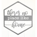 Hexagon Door Greetings Modern Rustic Word Art Sign – There’s no place like home