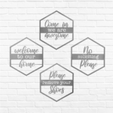 Hexagon Door Greetings Modern Rustic Word Art Sign – Welcome to our home