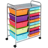 Rolling 15-Drawer Storage Cart – Deep Multicolor
