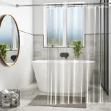 Mildew-Resistant Vinyl Shower Curtain Liner with Metal Grommets & Magnets (2-Pack) – Clear