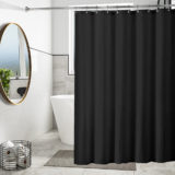 Mildew-Resistant Vinyl Shower Curtain Liner with Metal Grommets & Magnets (2-Pack) – Black