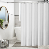 Mildew-Resistant Vinyl Shower Curtain Liner with Metal Grommets & Magnets (2-Pack) – White