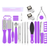 Professional 28-Piece Stainless Steel Manicure/Pedicure Kit – Purple