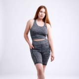 Crisscross High-Waisted Workout Shorts with Pockets – Grey SM
