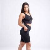 Crisscross High-Waisted Workout Shorts with Pockets – Black LXL
