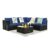 6-Piece Rattan Patio Furniture Set with Glass Top Table – Navy