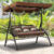 3-Seat Rattan Outdoor Patio Swing Glider with Canopy