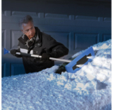 Snow Joe 4-In-1 Telescoping Snow Broom + Ice Scraper with LED Lights