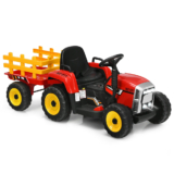 Kids’ 12V Ride-on Tractor with Trailer and Parent Remote Control – Red