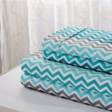Egyptian Luxury Printed 1800TC Sheet Set by Bibb Home® – Twin – Aqua Chevron