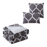 Kathy Ireland 6-Piece Oversized Trellis Comforter Set – King – Dark Grey