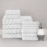 Bibb Home® 12-Piece Zero Twist Cotton Towel Set – White