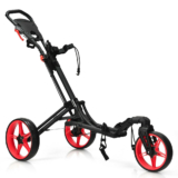 Folding Swivel Wheel Golf Bag Cart – Red