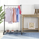 Height-Adjustable Garment Rack with Wheels