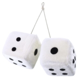 Zone Tech® Plush Fuzzy Dice for Rear View Mirror – White and Black Mirror Fuzzy Dice