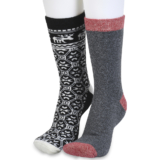GaaHuu Women’s Super Soft Cushioned Thermal Socks (2-Pair) – black moose/grey solid