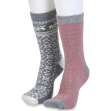 GaaHuu Women’s Super Soft Cushioned Thermal Socks (2-Pair) – grey moose/rose solid
