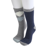 GaaHuu Women’s Super Soft Cushioned Thermal Socks (2-Pair) – grey argyle/grey solid