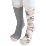 GaaHuu Women’s Super Soft Cushioned Thermal Socks (2-Pair) – pink camo/grey solid
