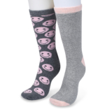 GaaHuu Women’s Super Soft Cushioned Thermal Socks (2-Pair) – grey happy face