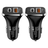 Universal 36W Fast Car Charger with USB-C PD & USB-A Ports – Black (2-Pack)