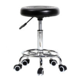 Adjustable Height Round Stool with Wheels – Black