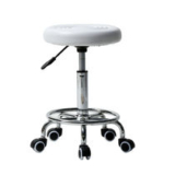 Adjustable Height Round Stool with Wheels – White