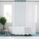 Mildew-Resistant Solid Vinyl Shower Curtain Liner with Magnets (1- or 2-Pack) – Clear