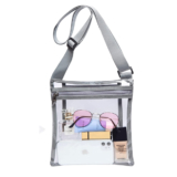 Stadium-Approved Transparent Crossbody Bag with Adjustable Strap – Gray