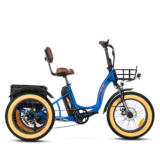 Addmotor Electric Trike Triketan M-330 II Electric Fat Trike 2024 Step-Thru Fat Tire Electric Tricycle for Adults 750W Rear Motor, Neptune Blue