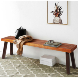 Patio Acacia Wood Dining Bench Seat with Steel Legs
