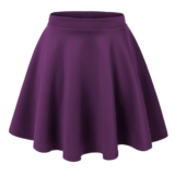 Women’s Basic Stretchy Flared Casual Mini Skater Skirt – Small – Eggplant