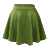 Women’s Basic Stretchy Flared Casual Mini Skater Skirt – X-Small – Kelly Green