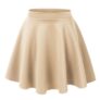 Women’s Basic Stretchy Flared Casual Mini Skater Skirt – X-Large – Khaki