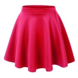 Women’s Basic Stretchy Flared Casual Mini Skater Skirt – Large – Neon Fuchsia