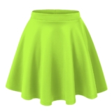 Women’s Basic Stretchy Flared Casual Mini Skater Skirt – 2X-Large – Neon Lime