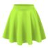 Women’s Basic Stretchy Flared Casual Mini Skater Skirt – X-Large – Neon Lime