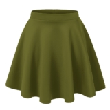 Women’s Basic Stretchy Flared Casual Mini Skater Skirt – 2X-Large – Olive