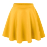 Women’s Basic Stretchy Flared Casual Mini Skater Skirt – 3X-Large – Yellow