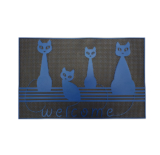 Rectangular Durable Rubber Indoor/Outdoor Mat – Cats Blue