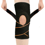 Copper-Infused Knee Compression Sleeve with Adjustable Straps – Orange